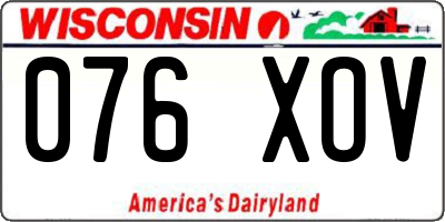 WI license plate 076XOV