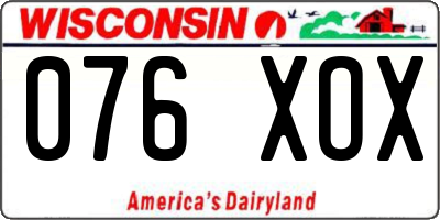 WI license plate 076XOX