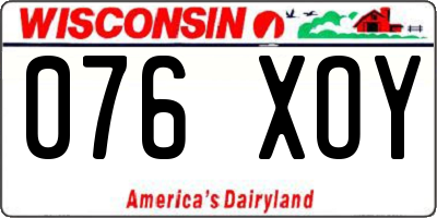 WI license plate 076XOY