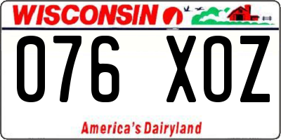 WI license plate 076XOZ