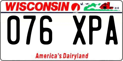 WI license plate 076XPA
