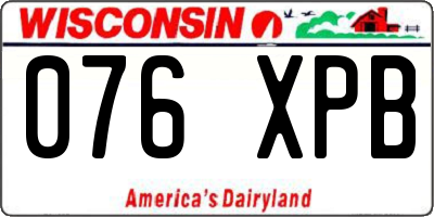 WI license plate 076XPB
