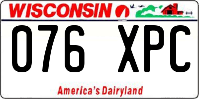 WI license plate 076XPC