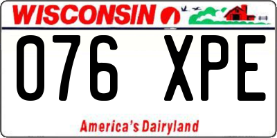 WI license plate 076XPE