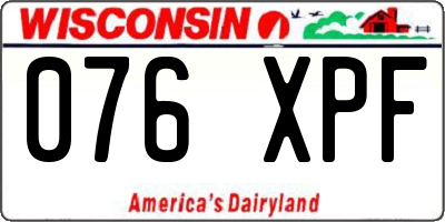 WI license plate 076XPF