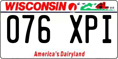 WI license plate 076XPI