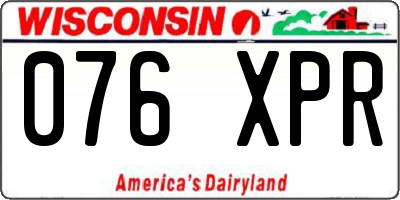 WI license plate 076XPR