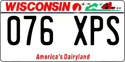 WI license plate 076XPS