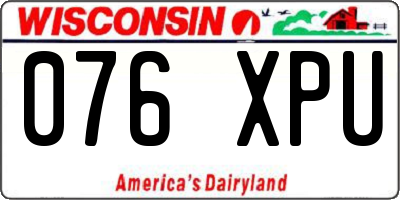 WI license plate 076XPU
