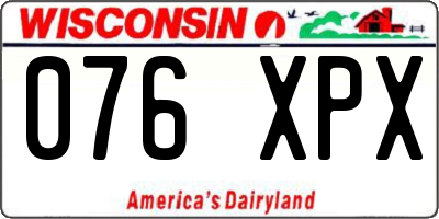 WI license plate 076XPX