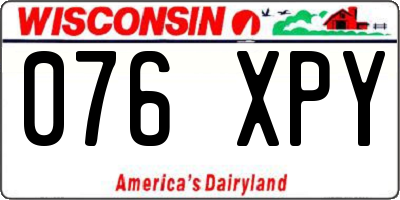 WI license plate 076XPY
