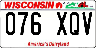WI license plate 076XQV