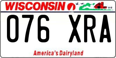 WI license plate 076XRA