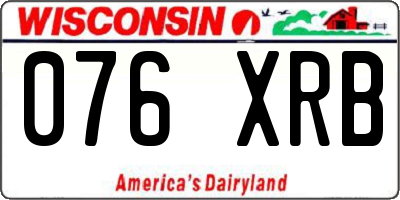 WI license plate 076XRB