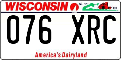 WI license plate 076XRC