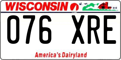 WI license plate 076XRE