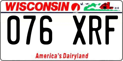 WI license plate 076XRF
