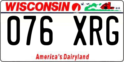 WI license plate 076XRG