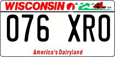 WI license plate 076XRO