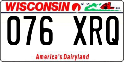 WI license plate 076XRQ