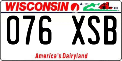 WI license plate 076XSB