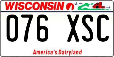 WI license plate 076XSC