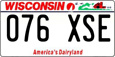 WI license plate 076XSE