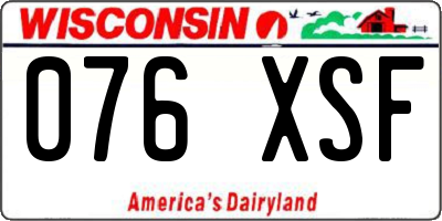 WI license plate 076XSF