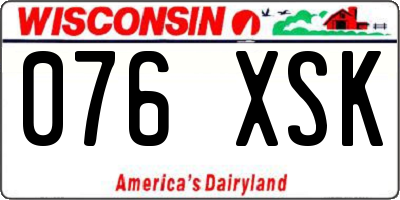 WI license plate 076XSK