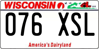 WI license plate 076XSL