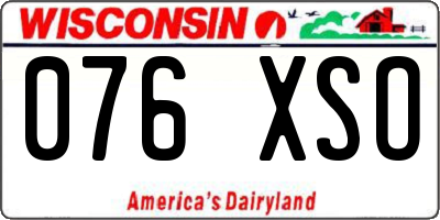 WI license plate 076XSO