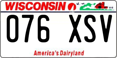 WI license plate 076XSV