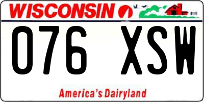 WI license plate 076XSW