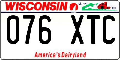 WI license plate 076XTC