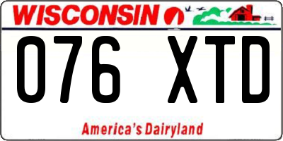WI license plate 076XTD