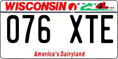 WI license plate 076XTE