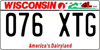 WI license plate 076XTG