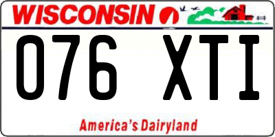 WI license plate 076XTI