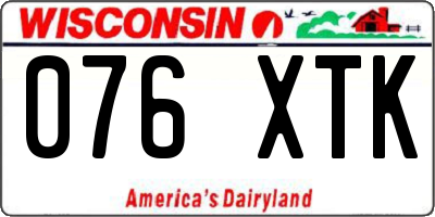 WI license plate 076XTK