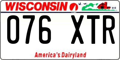 WI license plate 076XTR