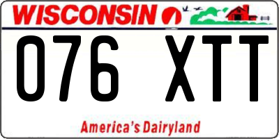 WI license plate 076XTT