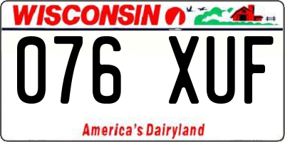 WI license plate 076XUF