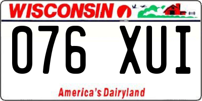 WI license plate 076XUI
