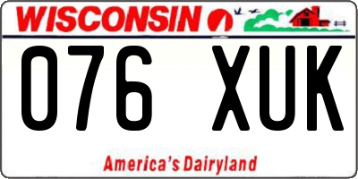 WI license plate 076XUK