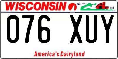 WI license plate 076XUY