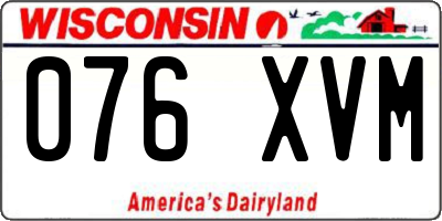 WI license plate 076XVM