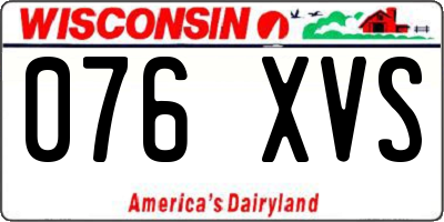 WI license plate 076XVS