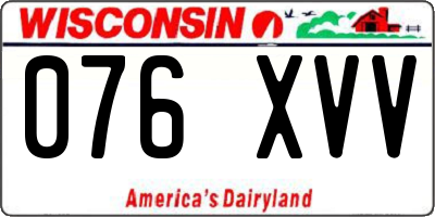 WI license plate 076XVV