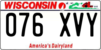 WI license plate 076XVY