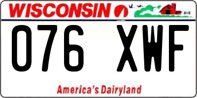 WI license plate 076XWF